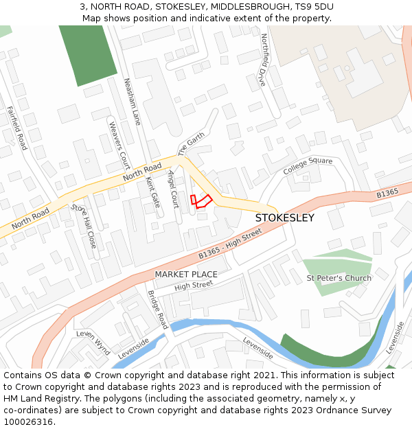 3, NORTH ROAD, STOKESLEY, MIDDLESBROUGH, TS9 5DU: Location map and indicative extent of plot