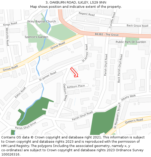 3, OAKBURN ROAD, ILKLEY, LS29 9NN: Location map and indicative extent of plot