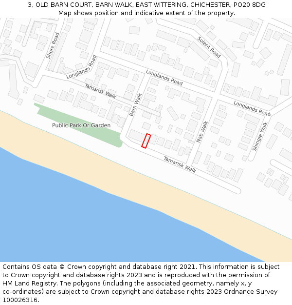 3, OLD BARN COURT, BARN WALK, EAST WITTERING, CHICHESTER, PO20 8DG: Location map and indicative extent of plot