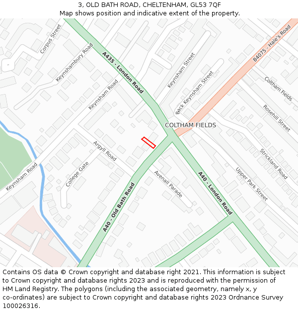3, OLD BATH ROAD, CHELTENHAM, GL53 7QF: Location map and indicative extent of plot