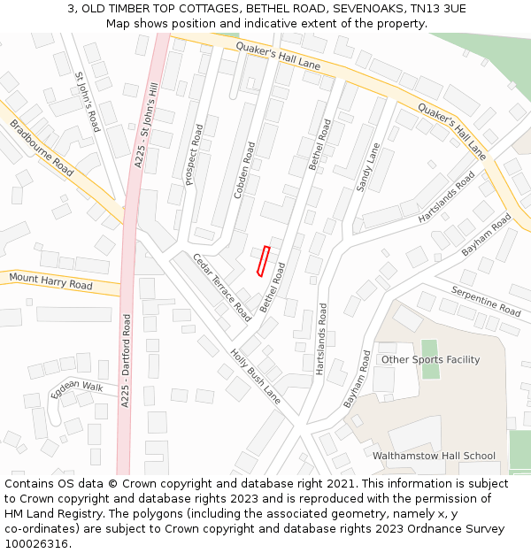 3, OLD TIMBER TOP COTTAGES, BETHEL ROAD, SEVENOAKS, TN13 3UE: Location map and indicative extent of plot