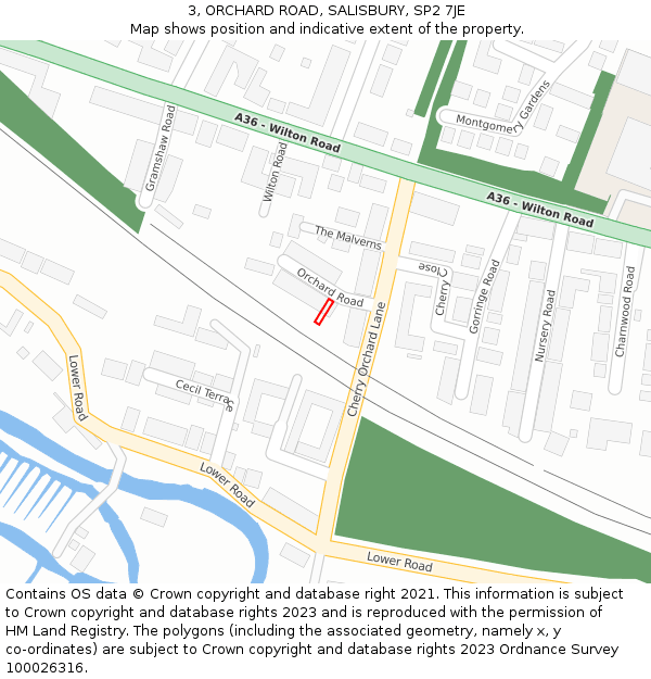 3, ORCHARD ROAD, SALISBURY, SP2 7JE: Location map and indicative extent of plot