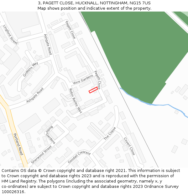 3, PAGETT CLOSE, HUCKNALL, NOTTINGHAM, NG15 7US: Location map and indicative extent of plot