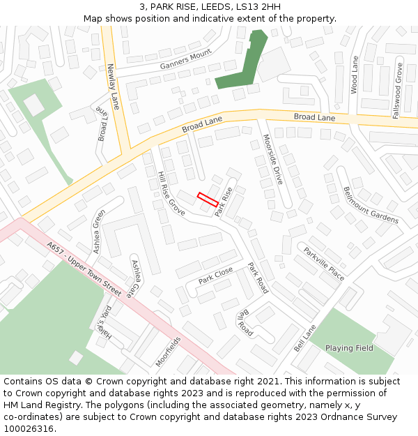 3, PARK RISE, LEEDS, LS13 2HH: Location map and indicative extent of plot