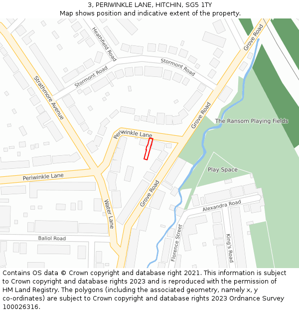 3, PERIWINKLE LANE, HITCHIN, SG5 1TY: Location map and indicative extent of plot