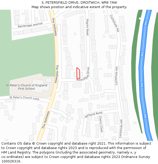 3, PETERSFIELD DRIVE, DROITWICH, WR9 7AW: Location map and indicative extent of plot