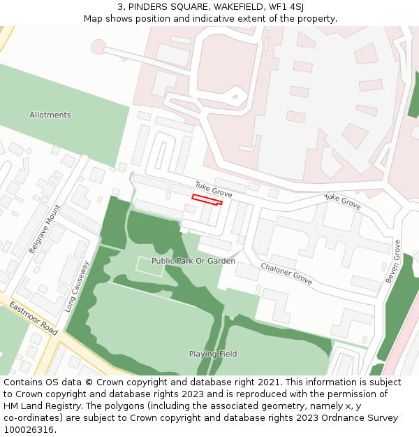 3, PINDERS SQUARE, WAKEFIELD, WF1 4SJ: Location map and indicative extent of plot