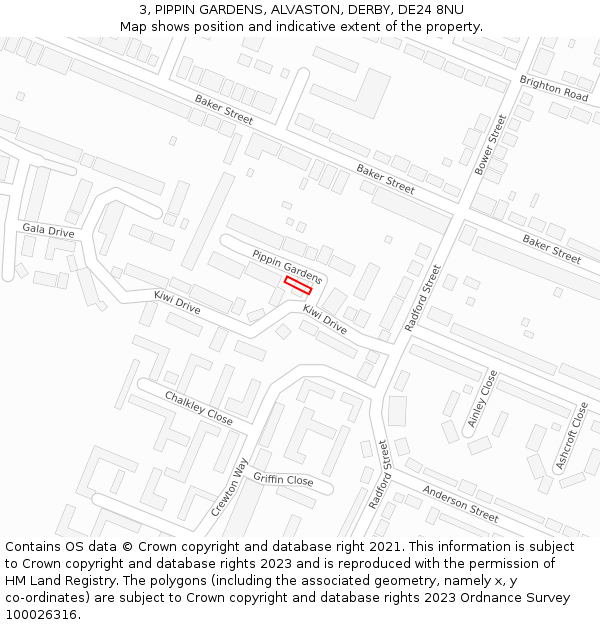 3, PIPPIN GARDENS, ALVASTON, DERBY, DE24 8NU: Location map and indicative extent of plot
