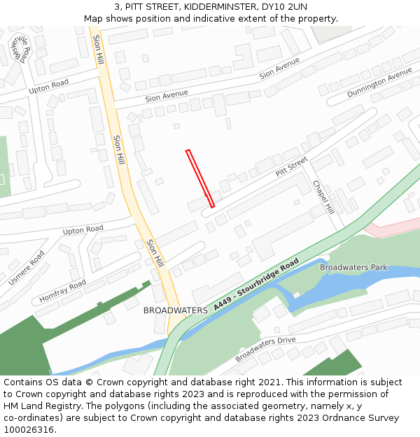 3, PITT STREET, KIDDERMINSTER, DY10 2UN: Location map and indicative extent of plot