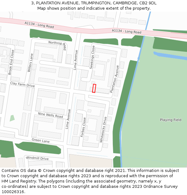 3, PLANTATION AVENUE, TRUMPINGTON, CAMBRIDGE, CB2 9DL: Location map and indicative extent of plot