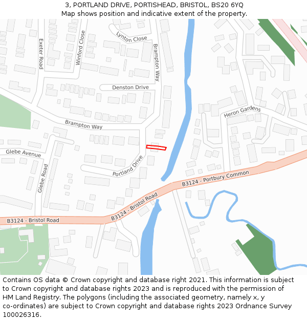 3, PORTLAND DRIVE, PORTISHEAD, BRISTOL, BS20 6YQ: Location map and indicative extent of plot