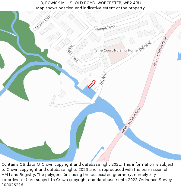 3, POWICK MILLS, OLD ROAD, WORCESTER, WR2 4BU: Location map and indicative extent of plot