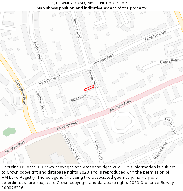 3, POWNEY ROAD, MAIDENHEAD, SL6 6EE: Location map and indicative extent of plot