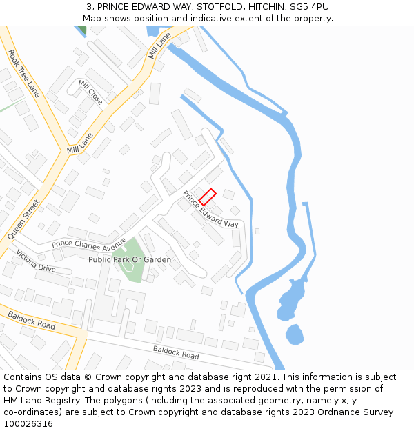 3, PRINCE EDWARD WAY, STOTFOLD, HITCHIN, SG5 4PU: Location map and indicative extent of plot