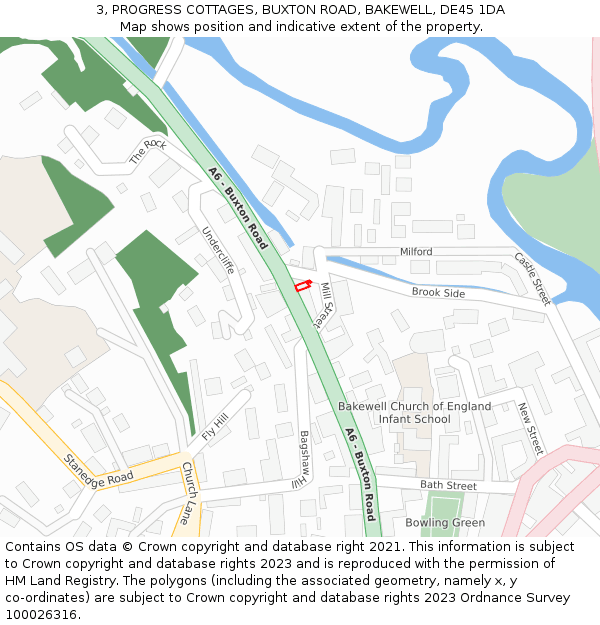 3, PROGRESS COTTAGES, BUXTON ROAD, BAKEWELL, DE45 1DA: Location map and indicative extent of plot