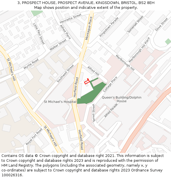 3, PROSPECT HOUSE, PROSPECT AVENUE, KINGSDOWN, BRISTOL, BS2 8EH: Location map and indicative extent of plot