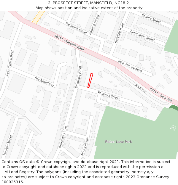 3, PROSPECT STREET, MANSFIELD, NG18 2JJ: Location map and indicative extent of plot
