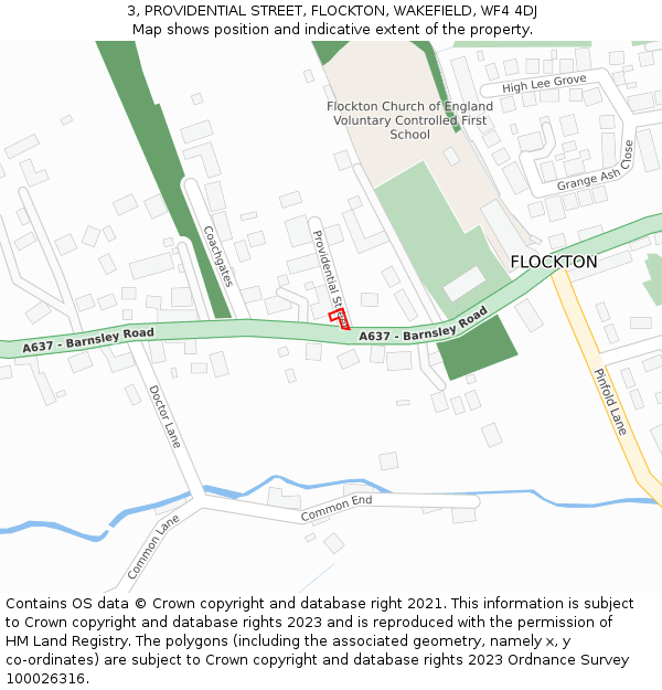 3, PROVIDENTIAL STREET, FLOCKTON, WAKEFIELD, WF4 4DJ: Location map and indicative extent of plot