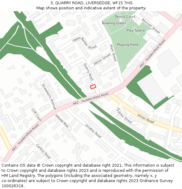 3, QUARRY ROAD, LIVERSEDGE, WF15 7HG: Location map and indicative extent of plot