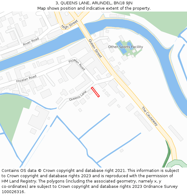 3, QUEENS LANE, ARUNDEL, BN18 9JN: Location map and indicative extent of plot