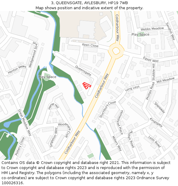 3, QUEENSGATE, AYLESBURY, HP19 7WB: Location map and indicative extent of plot