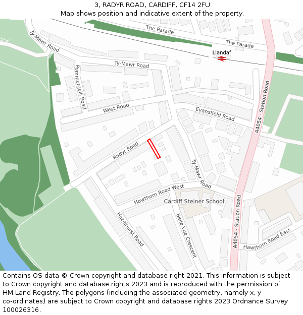 3, RADYR ROAD, CARDIFF, CF14 2FU: Location map and indicative extent of plot