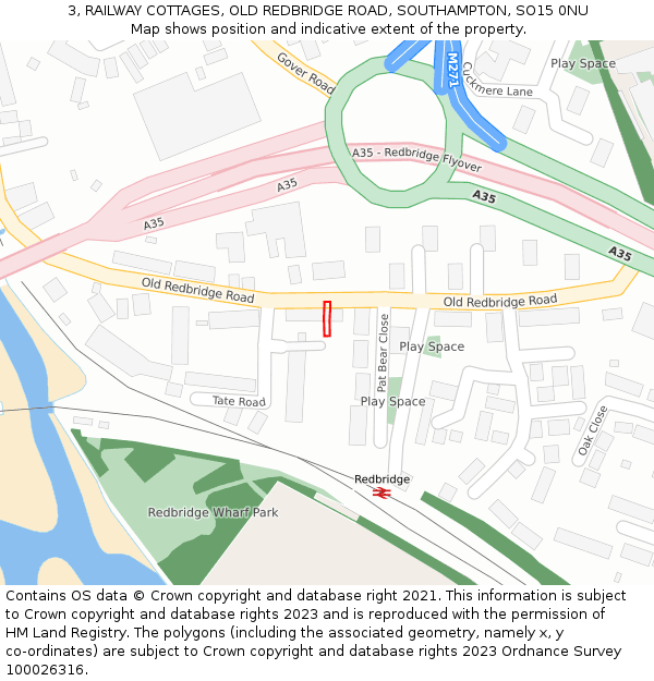 3, RAILWAY COTTAGES, OLD REDBRIDGE ROAD, SOUTHAMPTON, SO15 0NU: Location map and indicative extent of plot