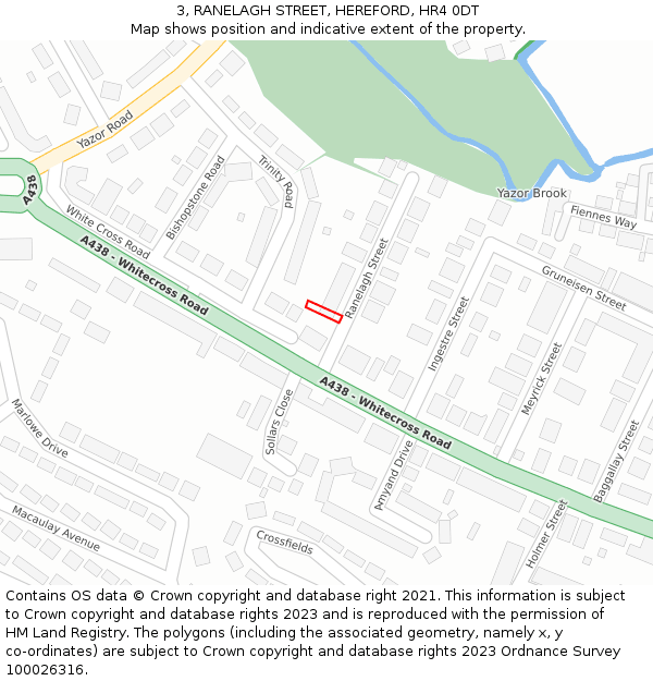3, RANELAGH STREET, HEREFORD, HR4 0DT: Location map and indicative extent of plot
