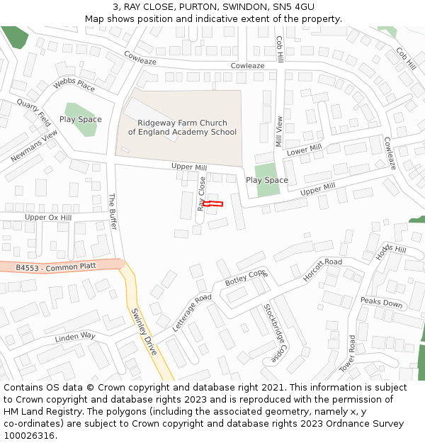 3, RAY CLOSE, PURTON, SWINDON, SN5 4GU: Location map and indicative extent of plot