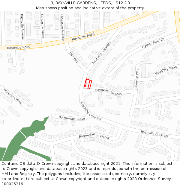 3, RAYNVILLE GARDENS, LEEDS, LS12 2JR: Location map and indicative extent of plot