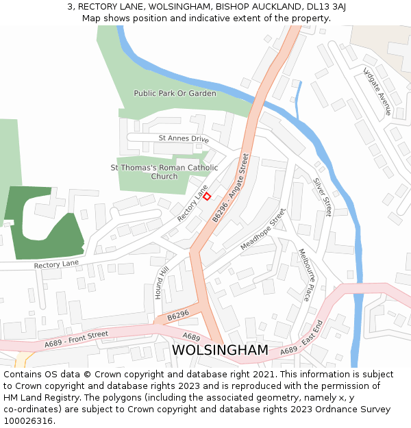 3, RECTORY LANE, WOLSINGHAM, BISHOP AUCKLAND, DL13 3AJ: Location map and indicative extent of plot