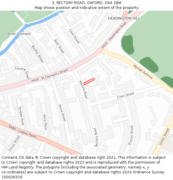 3, RECTORY ROAD, OXFORD, OX4 1BW: Location map and indicative extent of plot