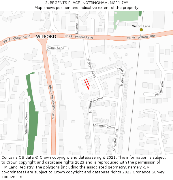 3, REGENTS PLACE, NOTTINGHAM, NG11 7AY: Location map and indicative extent of plot