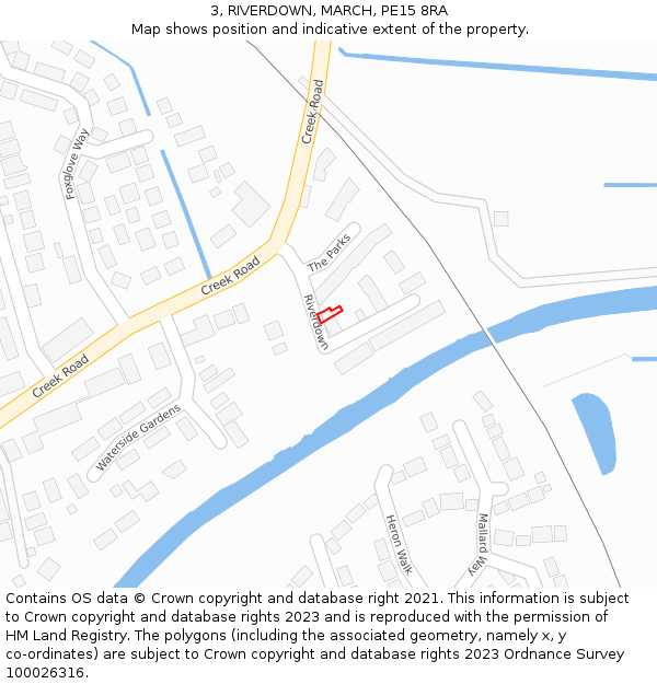 3, RIVERDOWN, MARCH, PE15 8RA: Location map and indicative extent of plot