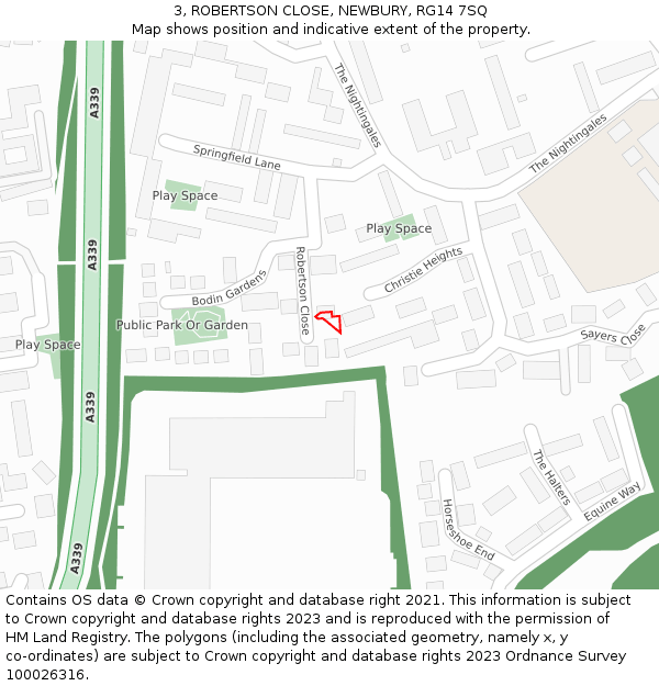 3, ROBERTSON CLOSE, NEWBURY, RG14 7SQ: Location map and indicative extent of plot