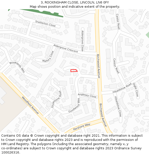 3, ROCKINGHAM CLOSE, LINCOLN, LN6 0FY: Location map and indicative extent of plot
