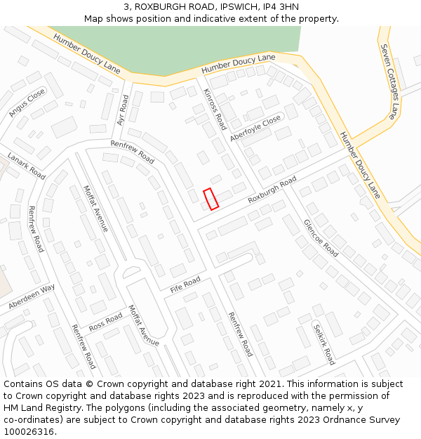 3, ROXBURGH ROAD, IPSWICH, IP4 3HN: Location map and indicative extent of plot