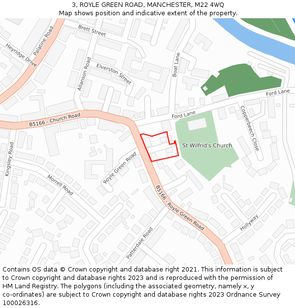 3, ROYLE GREEN ROAD, MANCHESTER, M22 4WQ: Location map and indicative extent of plot