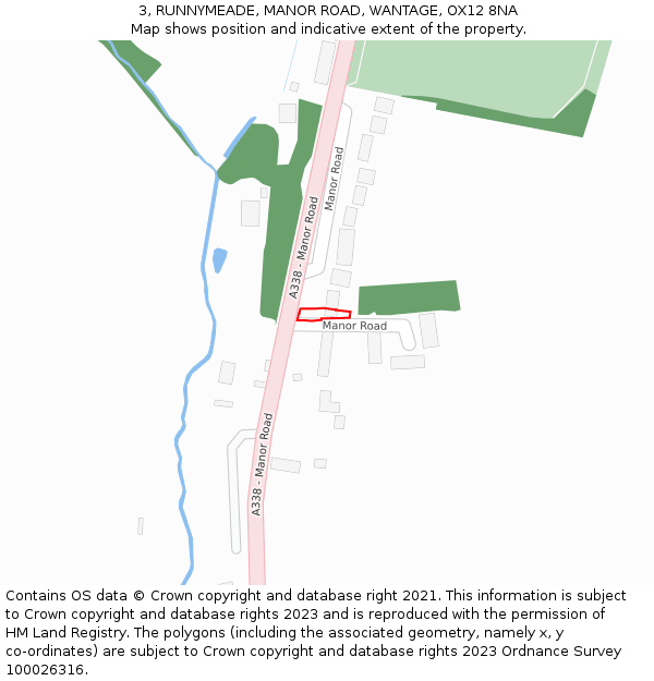 3, RUNNYMEADE, MANOR ROAD, WANTAGE, OX12 8NA: Location map and indicative extent of plot