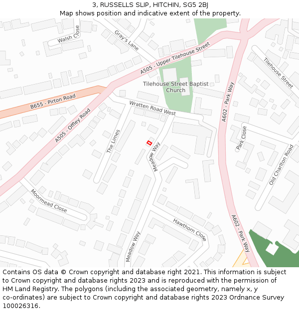 3, RUSSELLS SLIP, HITCHIN, SG5 2BJ: Location map and indicative extent of plot