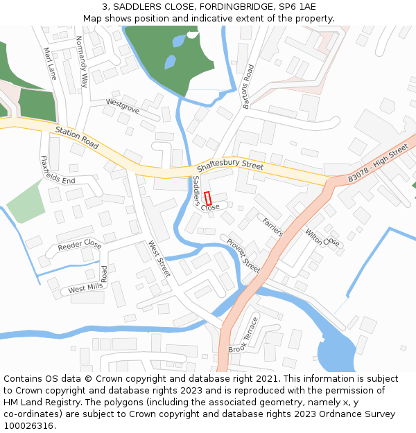 3, SADDLERS CLOSE, FORDINGBRIDGE, SP6 1AE: Location map and indicative extent of plot