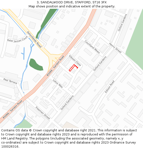 3, SANDALWOOD DRIVE, STAFFORD, ST16 3FX: Location map and indicative extent of plot