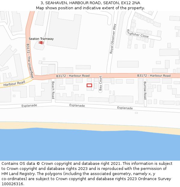 3, SEAHAVEN, HARBOUR ROAD, SEATON, EX12 2NA: Location map and indicative extent of plot