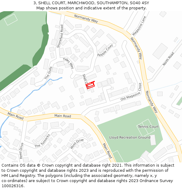 3, SHELL COURT, MARCHWOOD, SOUTHAMPTON, SO40 4SY: Location map and indicative extent of plot