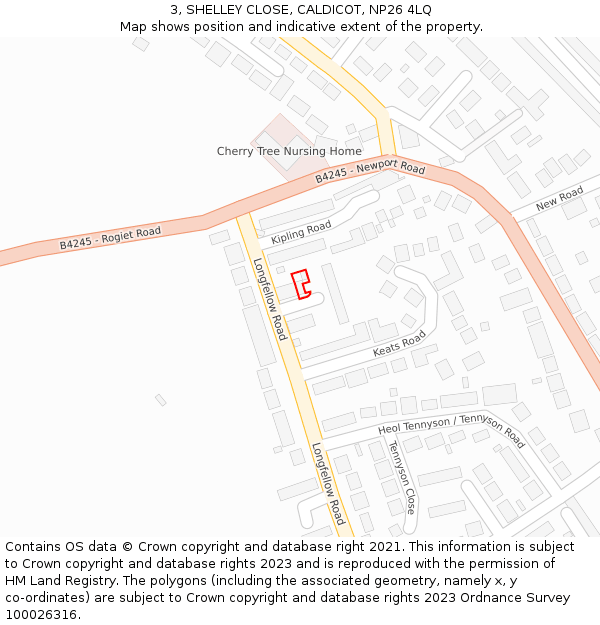 3, SHELLEY CLOSE, CALDICOT, NP26 4LQ: Location map and indicative extent of plot