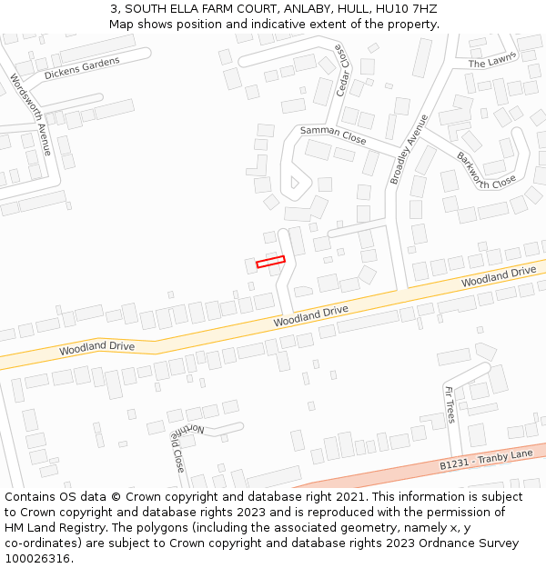 3, SOUTH ELLA FARM COURT, ANLABY, HULL, HU10 7HZ: Location map and indicative extent of plot