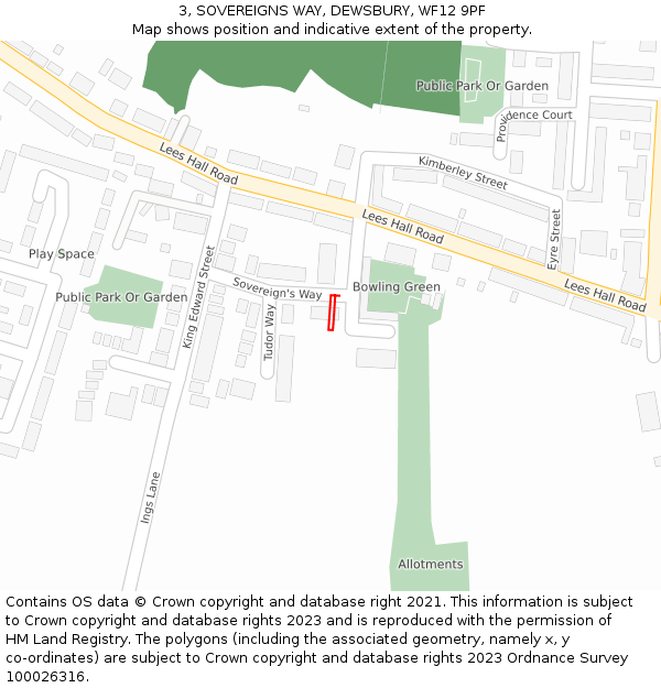 3, SOVEREIGNS WAY, DEWSBURY, WF12 9PF: Location map and indicative extent of plot
