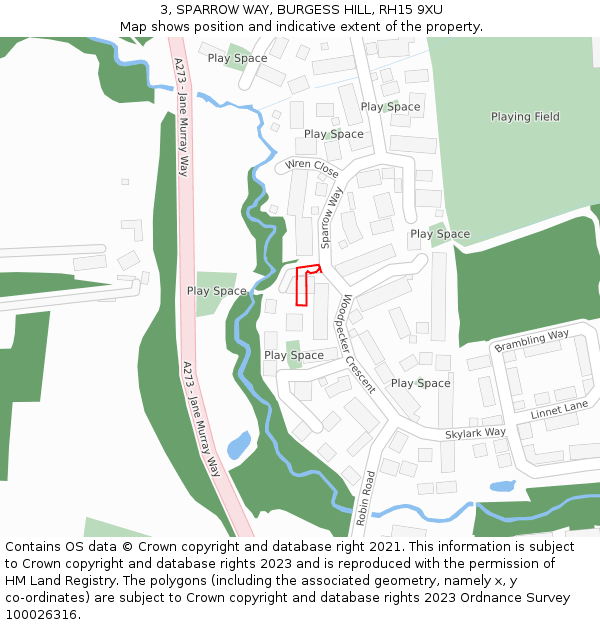3, SPARROW WAY, BURGESS HILL, RH15 9XU: Location map and indicative extent of plot