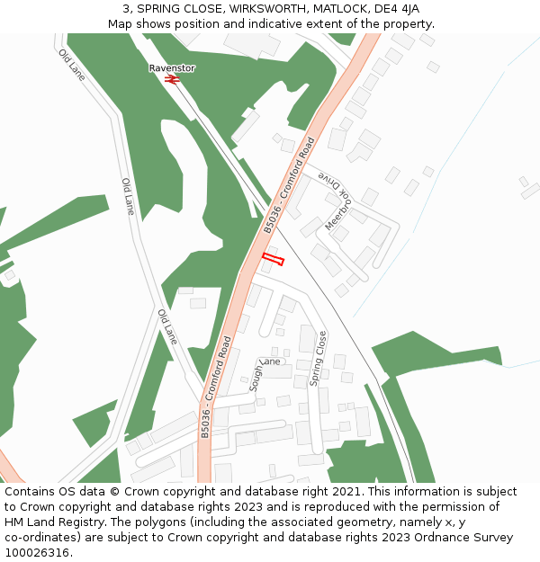 3, SPRING CLOSE, WIRKSWORTH, MATLOCK, DE4 4JA: Location map and indicative extent of plot
