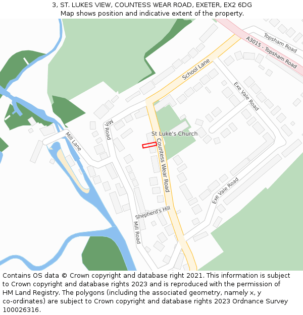 3, ST. LUKES VIEW, COUNTESS WEAR ROAD, EXETER, EX2 6DG: Location map and indicative extent of plot